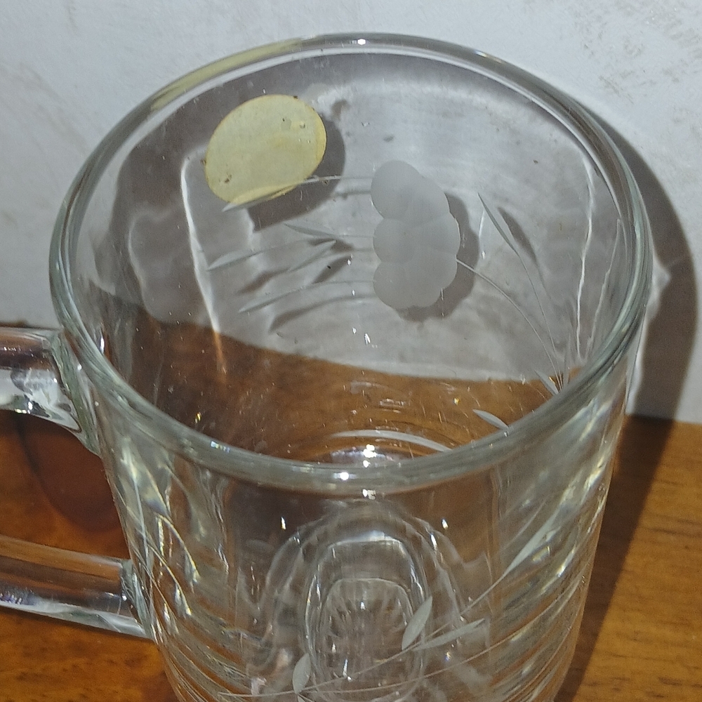 Vintage Etched Glass Coffee Mugs Irish Pedestal Cups Princess House - Picture 9 of 13
